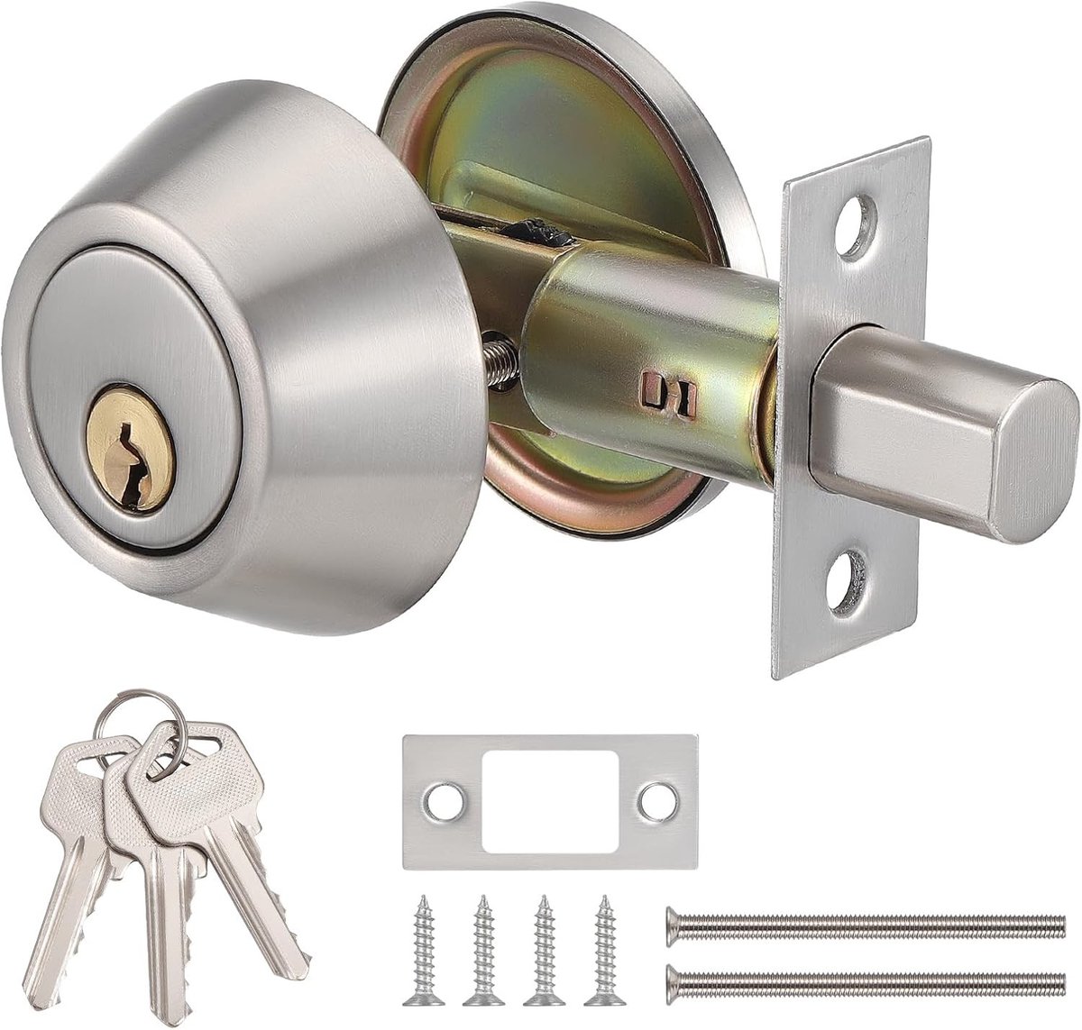 Set met Cilinderslot - Zilver - Voor Buitendeuren met Sleutelvergrendeling - Voor Extra Beveiliging en Privacy