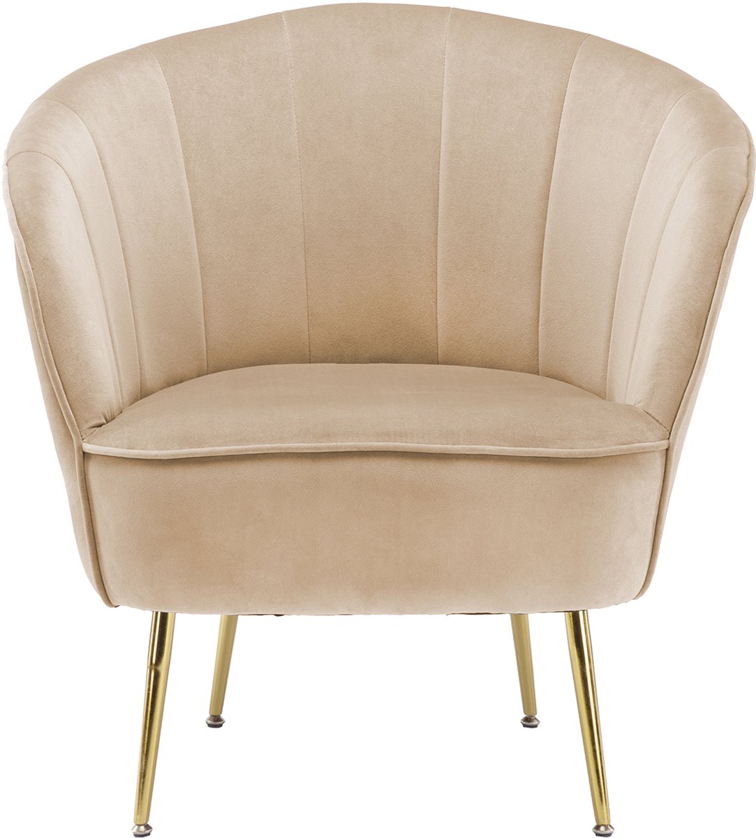 Padiro fauteuil 76 x 67 x 78 cm - crème - fluweel - verticale siernaden en goudkleurige poten