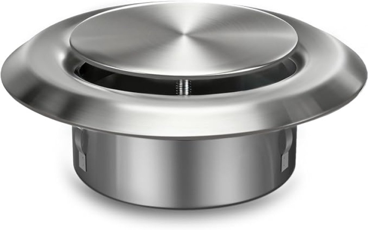 RVS Ventilatierooster 100mm - Rond Muurrooster met Flens - Inclusief Schroeven - Geschikt voor Binnen en Buiten