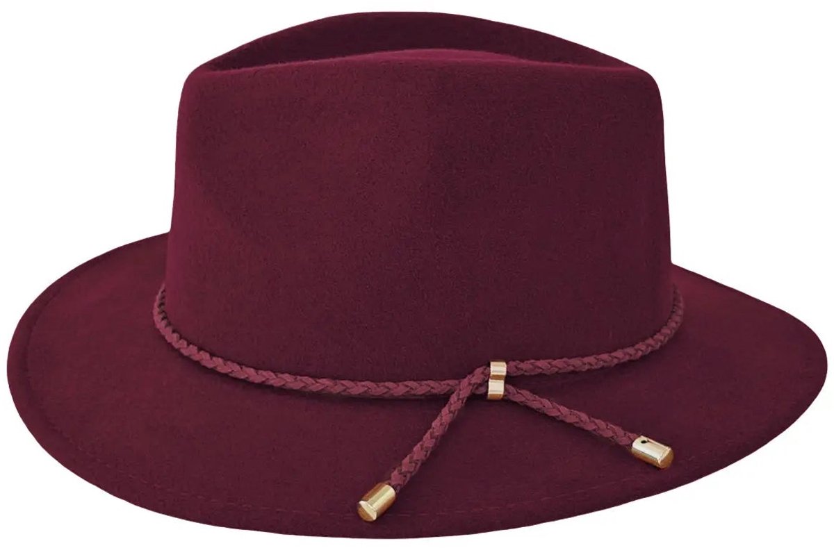Cassia Fedora Vilten Hoed Dames Herfst-Winter Vilthoed House of Ord - Cape Town - Maat: M-L: 58 cm - Rood