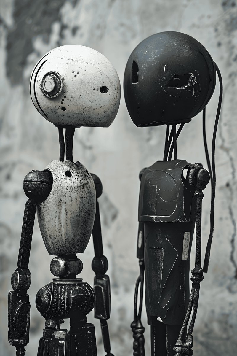 Robot Vrienden Poster - Robot - Vrienden - Fantasie - Verbeelding - Gezellig - posters - formaat 70x100cm - Wanddecoratie - L2535MT