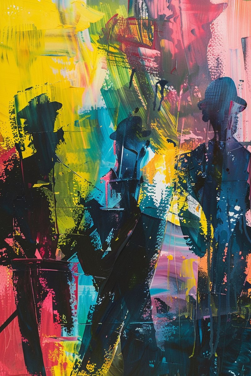 Silhouet Poster - Kleurrijke - Abstracte - Figuur - Kunst - Moderne Kunst - Stijl - posters - formaat 70x100cm - Wanddecoratie - L2604RTB