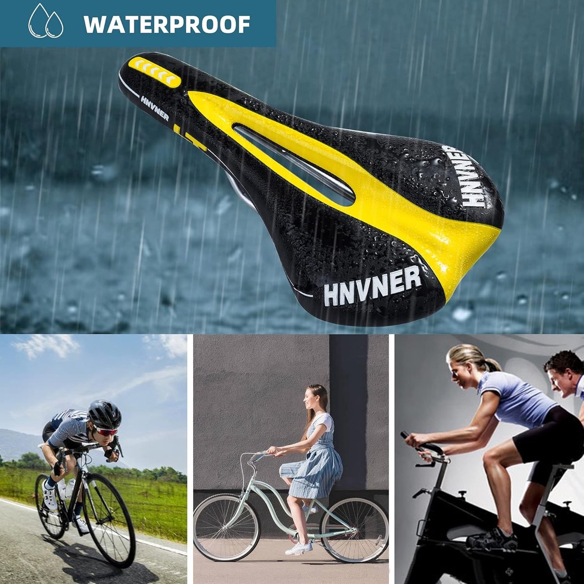 Ergonomisch Fietszadel met Centrale Ontlastingszone, Geheugenfoam en Ademend Ontwerp voor Comfortabel Fietsen, Geschikt voor MTB, Racefietsen en Fitnessfietsen