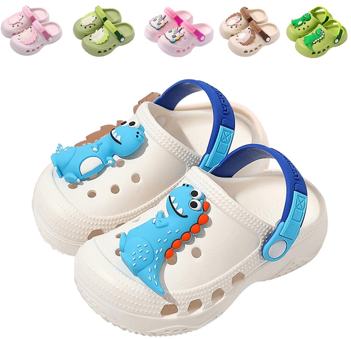 Kids Clogs Jongens Meisjes Dinosaurus Clogs Kinderen Tuin Sandalen Strand Zwembad Douche Waterschoenen Wit 150 EU 23 - ShopVlot