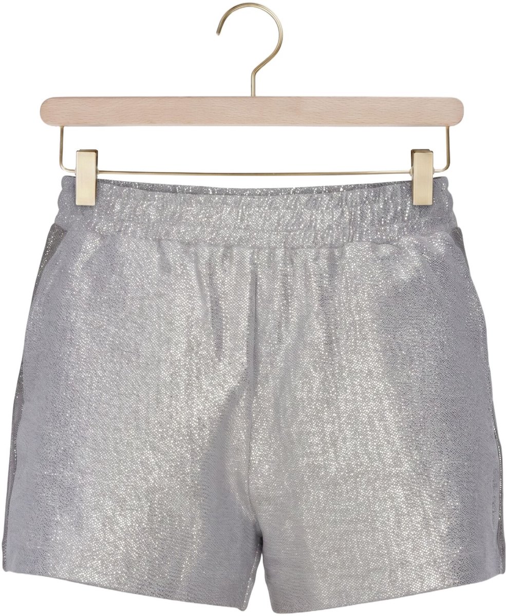 Alix The Label Ladies Knitted Foil Shorts Broeken Dames - Zilver - Maat XL