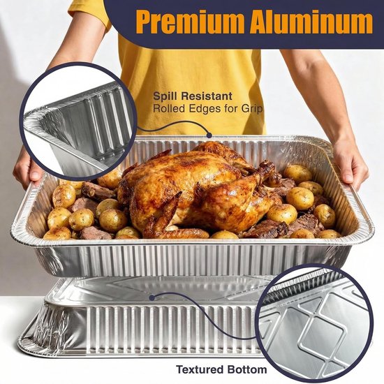 Aluminium Grillschalen - Zilver - Groot - 4900 ml - Voor Barbecue en Koken — afbeelding 3