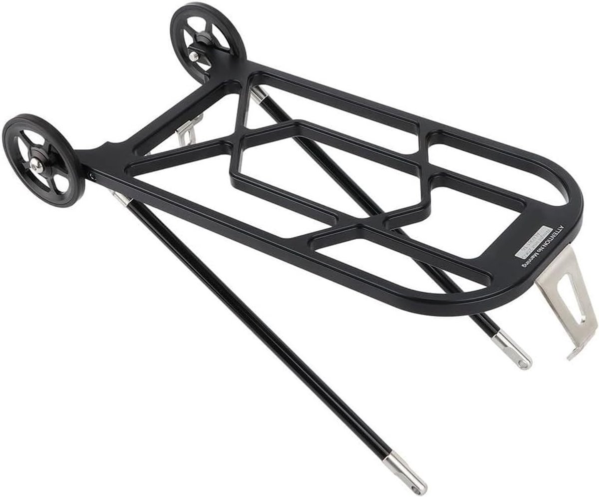 Vouwfiets Achterdrager van CNC Gefreesd Aluminium Leger voor Bagage en Luggage, Geschikt voor Trifold Fietsen (Zwart)