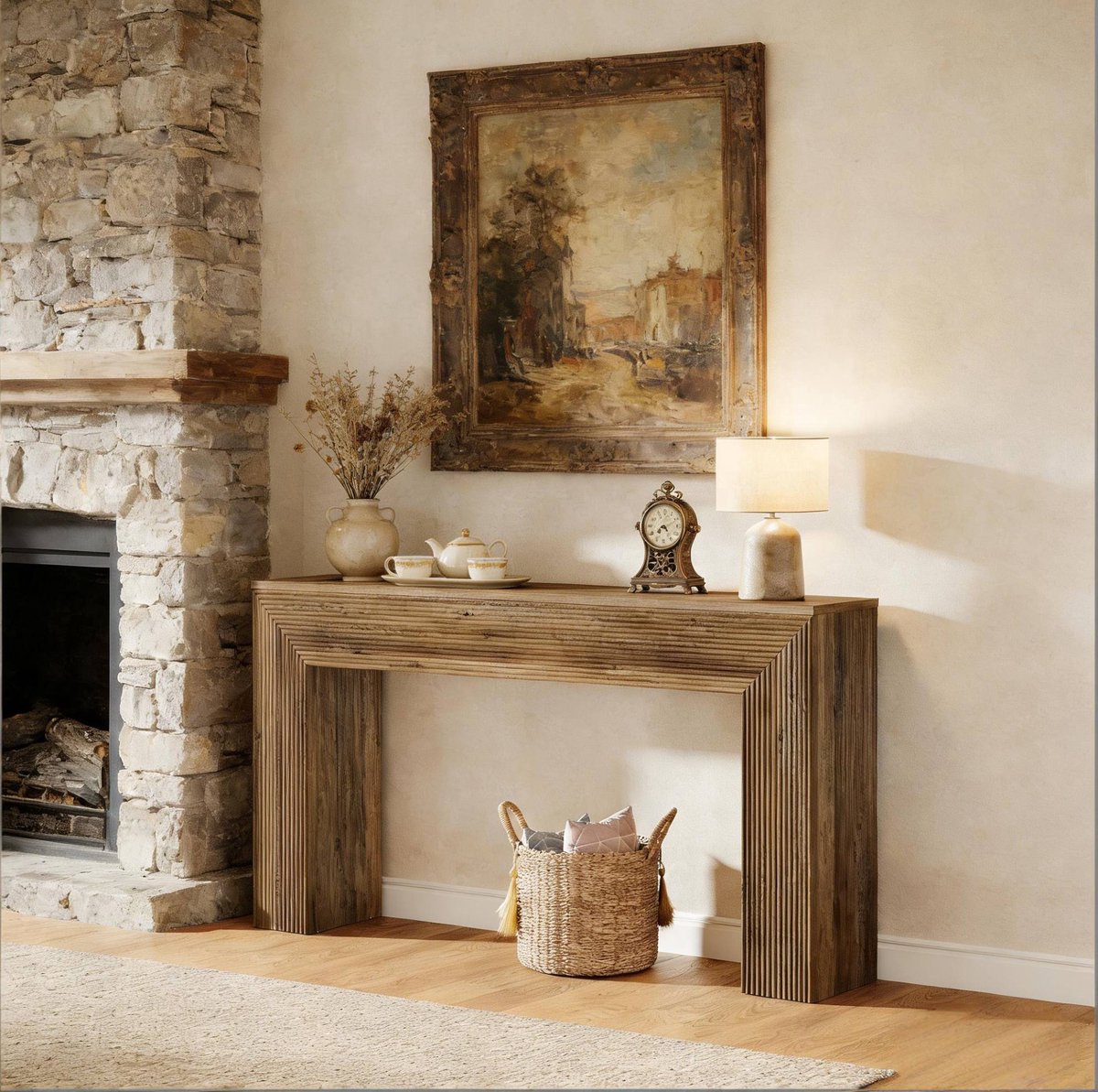 MODFU - Sidetable - 160 X 30 X 85 Cm - Rustieke Houtlook - Hal Of Achter Bank - MDF - Bruin