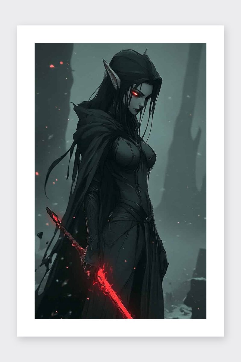 Demon Slayer Poster - Vrouw - Fantasie - Actie - Krijger - Wapen - Coole - Epische - posters - formaat 30x40cm - Wanddecoratie - BXS4470MT - Met kader - passe-partouts stijl