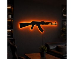 AK-47 Silhouet RGB LED Wandlamp – 35 cm – 15 Kleuren – Afstandsbediening – Gaming & Mancave Wanddecoratie