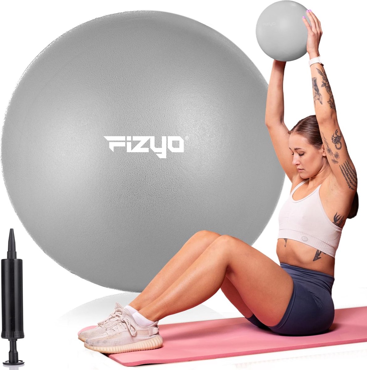 Pilatesbal 22 cm - Grijs - Zacht en antislip - Voor yoga en revalidatie - ShopVlot