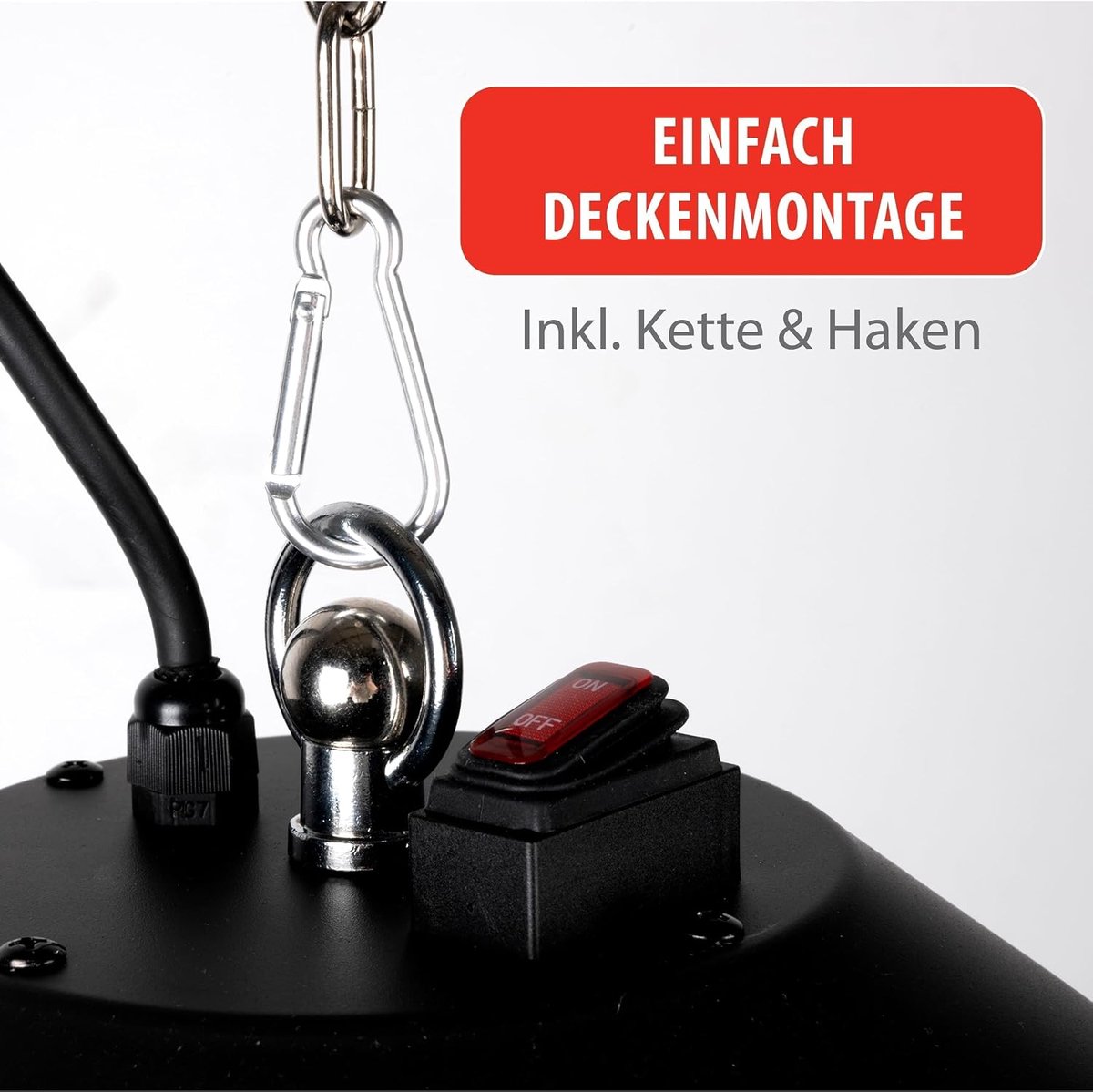 Terrasverwarmer - Elektrische heater - Buiten zitten - Infrarood verwarming - Ø47.5 cm - Zwart – foto 3