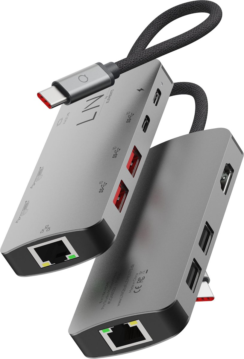LINQ Connects Pro Multiport Hub 8in1 USB-C (8K Video/Audio 7.1 Surround) USB-C, HDMI, Ethernet, SD- en - ShopVlot