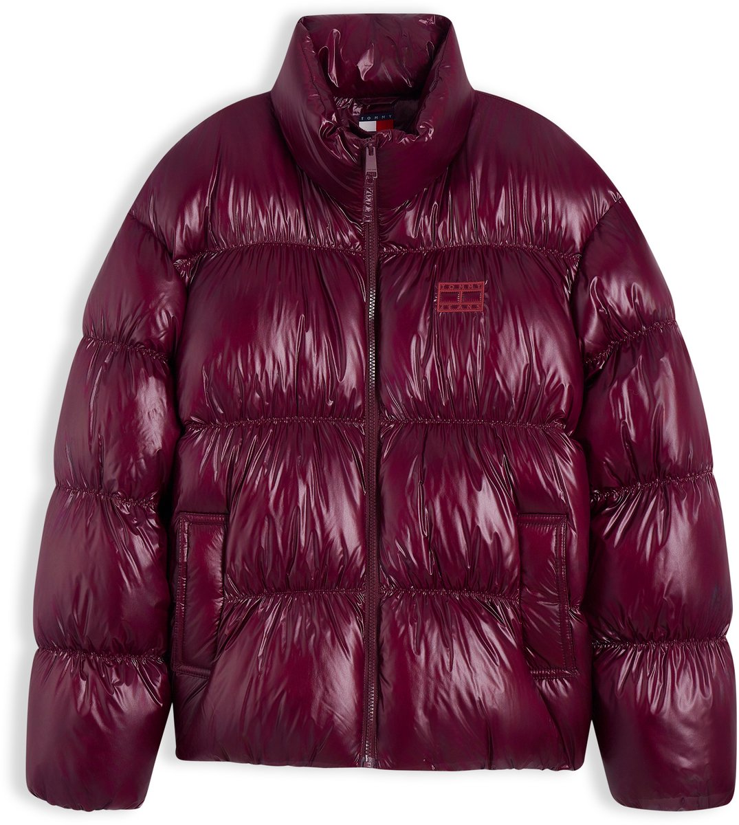 Tommy Jeans Jas Tjw High Neck Shiny Puffer Down Dw0dw23423 V11 Calypso Berry Dames Rood