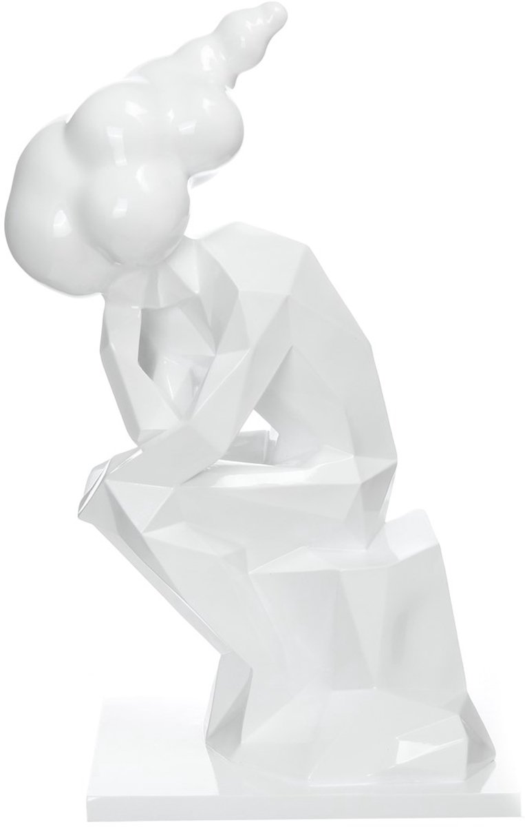 Padiro decoratief beeld 28 x 17 x 47 cm - wit - kunsthars - abstract figuur met olifantenkop