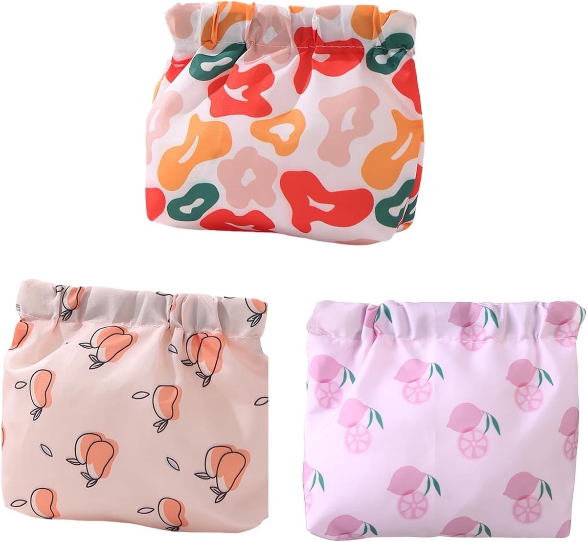 Compacte Make-up Tas Set van 3 Stuks, Reistassen zonder Rits, Ideaal voor Organisatie en Opslag van Make-up, Multikleur