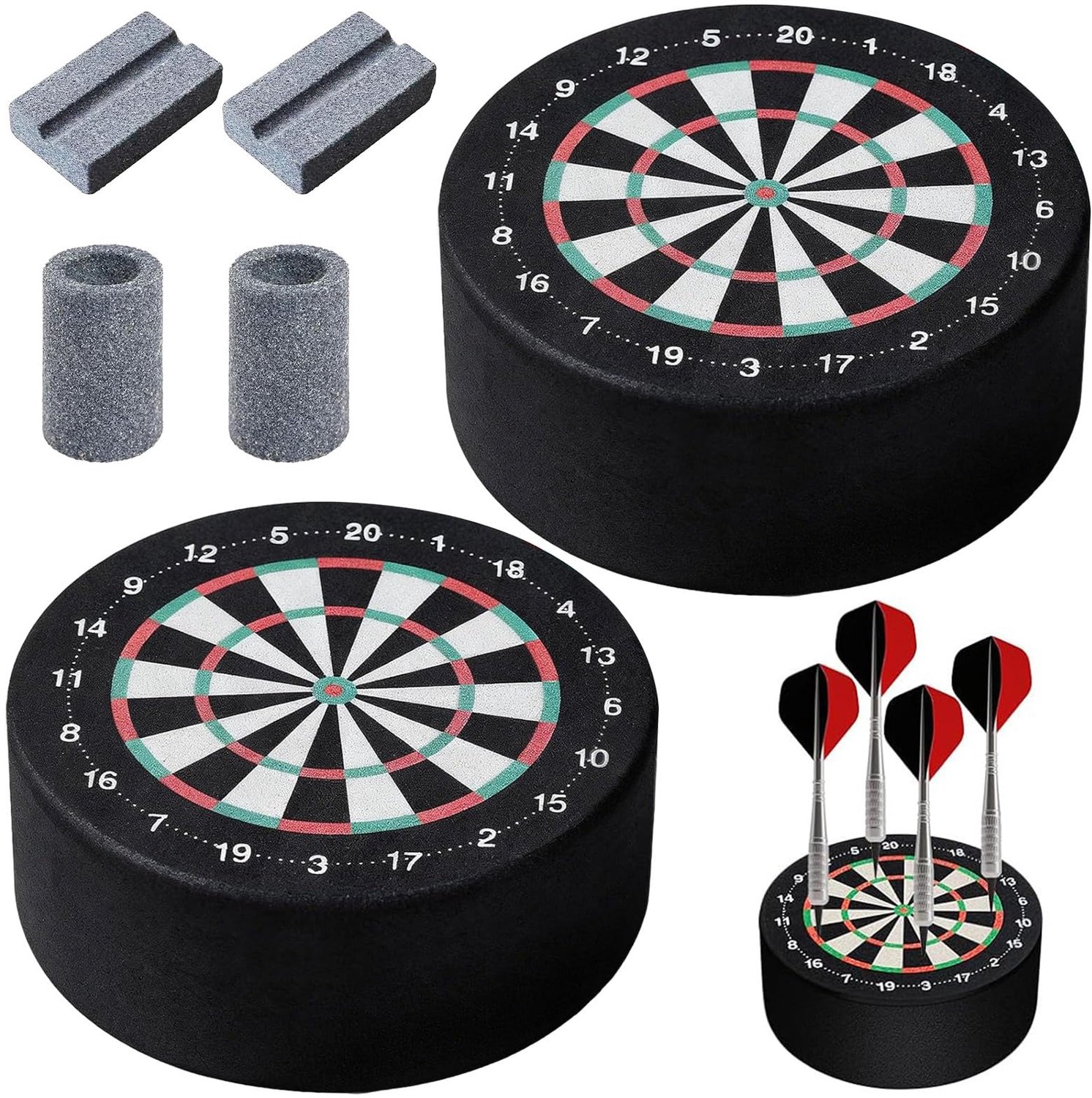 Set van 2 Dart Arrow Holders - Mini Dartbordhouder met 4 slijpstenen - Zwart