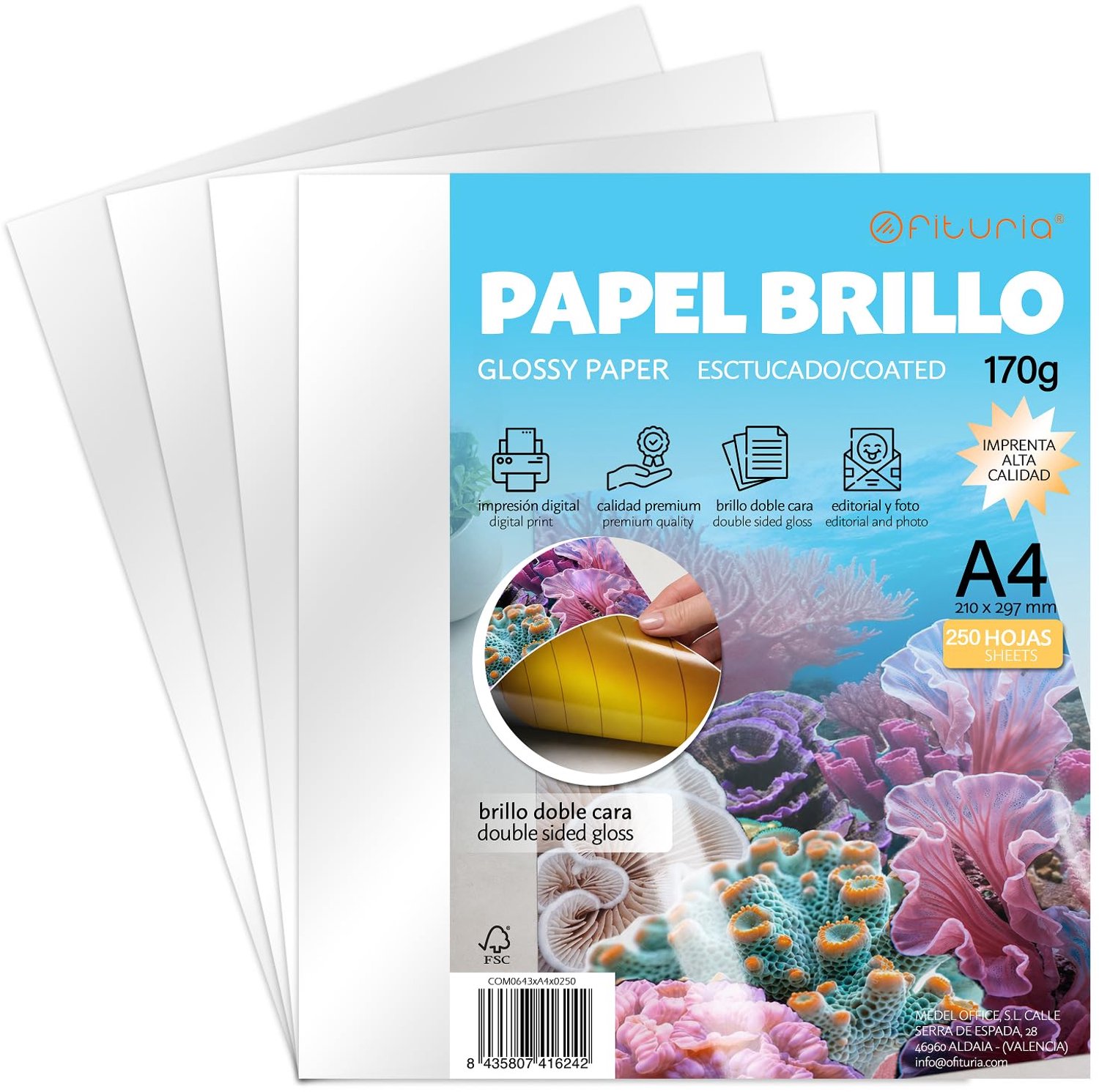 Glanzend gecoat papier A4 - 170 g/m² - 250 vellen