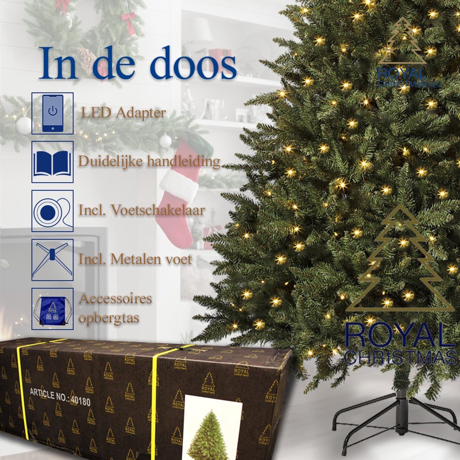 Royal Christmas - Promo kerstboom met verlichting - Washington 180cm – foto 5