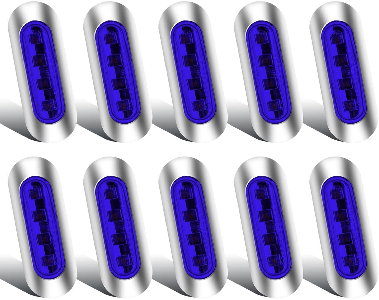 Set van 10 LED Zijmarkerlichten - Universaal voor Vrachtwagen, Caravan, Boot - Blauw