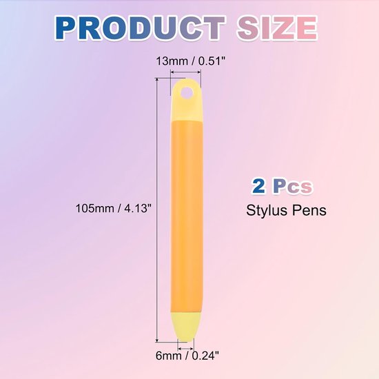Styluspennen 105 x 13 mm - Oranje - Hoge gevoeligheid - Geschikt voor touchscreen apparaten - 2 stuks - ServiceTopper — afbeelding 5