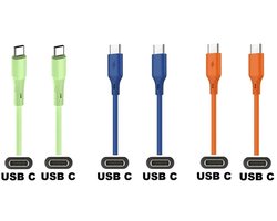 3 stuks USB C naar USB C kabel. 1,0m laadkabel. Oplaadkabel past op Kobo (Rakuten) eReader Elipsa, Elipsa 2E, Sage, Libra 2, Libra Colour, Clara 2E, Clara Colour, Clara BW - Kindle (Amazon) Scribe