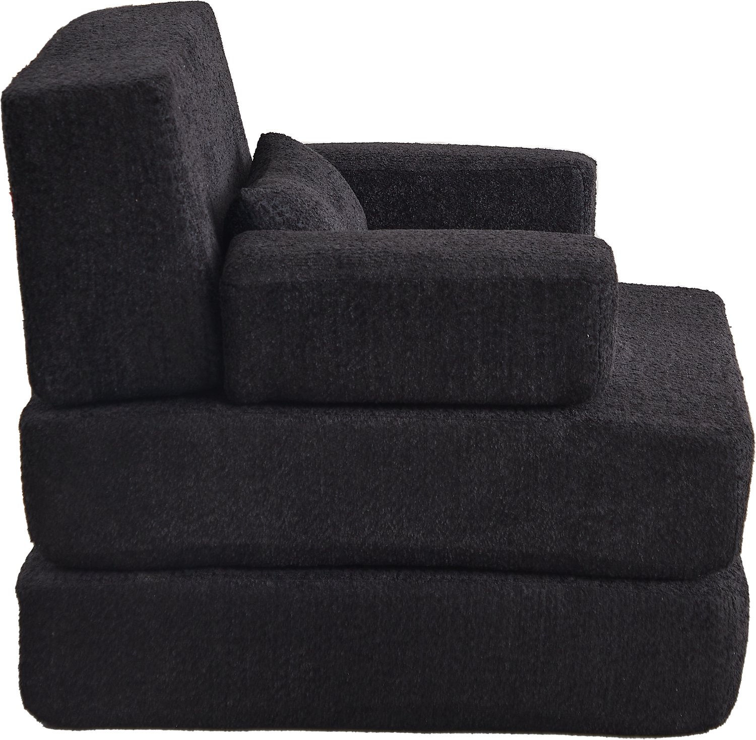 REDOM Modulaire 1-persoons slaapbank 90x90x80 cm - Uitklapbaar met chenille bekleding - Zwart
