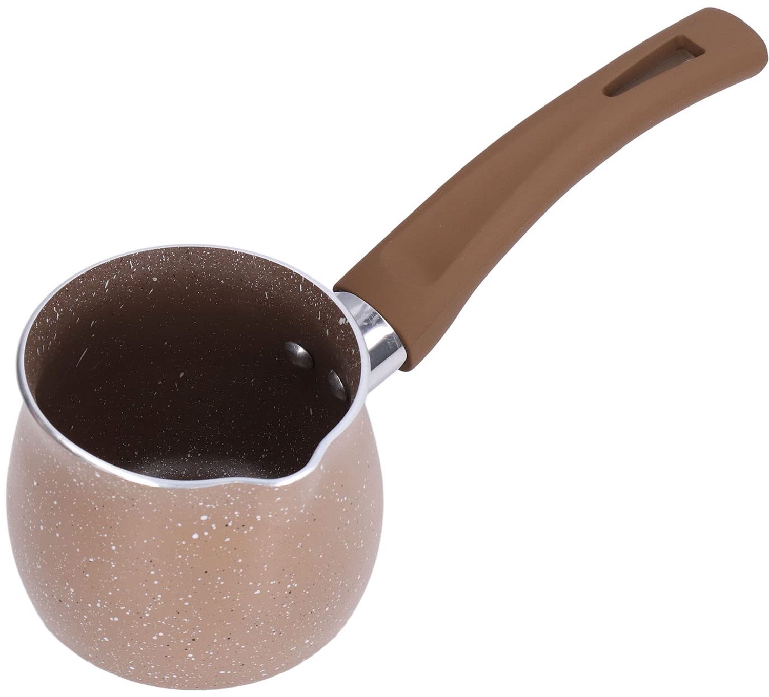 Klassieke Melkpan - Antiaanbaklaag - Cool Touch-handvat - Bruin - Unieke Schenktuit - Geschikt voor Inductiekookplaat - 8 cm