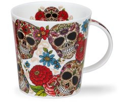 Fine Bone China Mok met Dia de Muertos Ontwerp - Rood