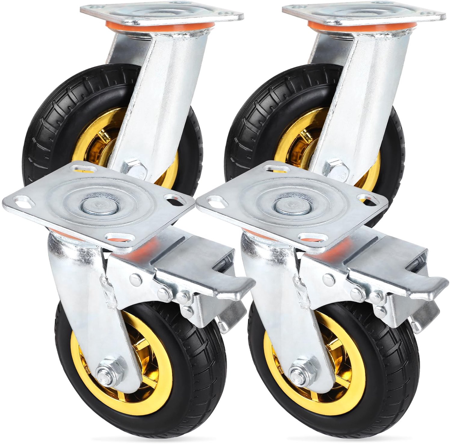 Set van 4 Zwenkwielen 150 mm met Rem
