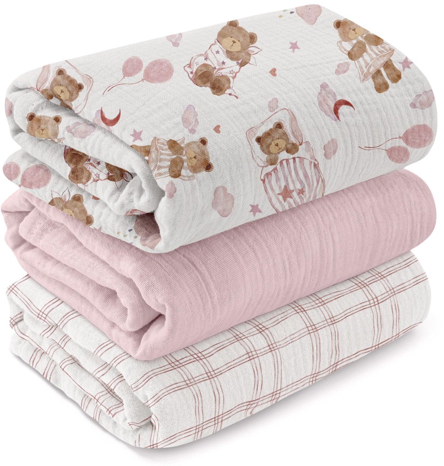 Baby Swaddling Doeken van Muslin Katoen, Set van 3