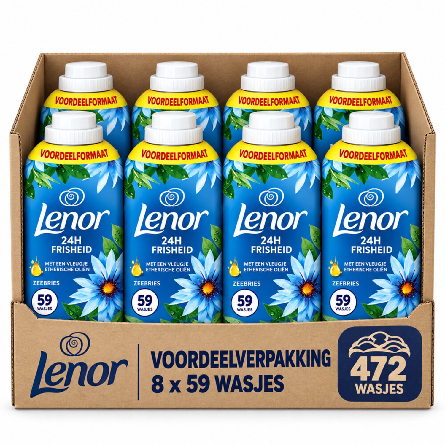 Lenor - Wasverzachter Zeebries 2x59 Wasbeurten - 4 x 2x1,239 liter - Voordeelverpakking