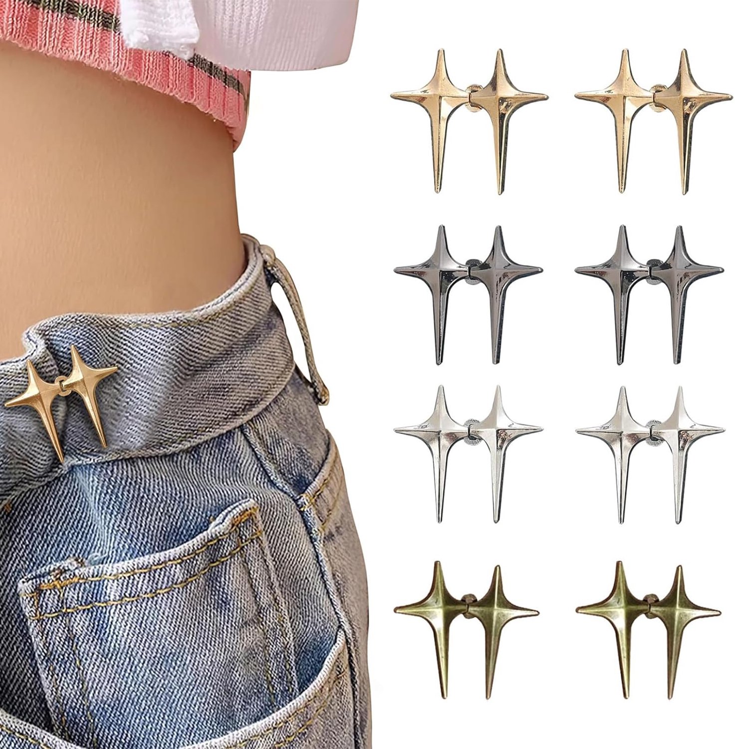 8 Stuks Verstelbare Broekknop Clips voor Dames