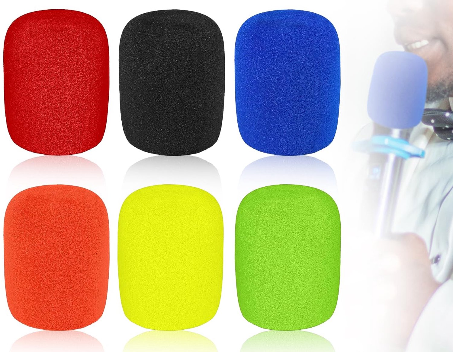 Microfoonafdekking Universeel - Windbescherming - Popbescherming - Schuim - 6 Stuks - Kleurrijk - Microfoonwindscherm