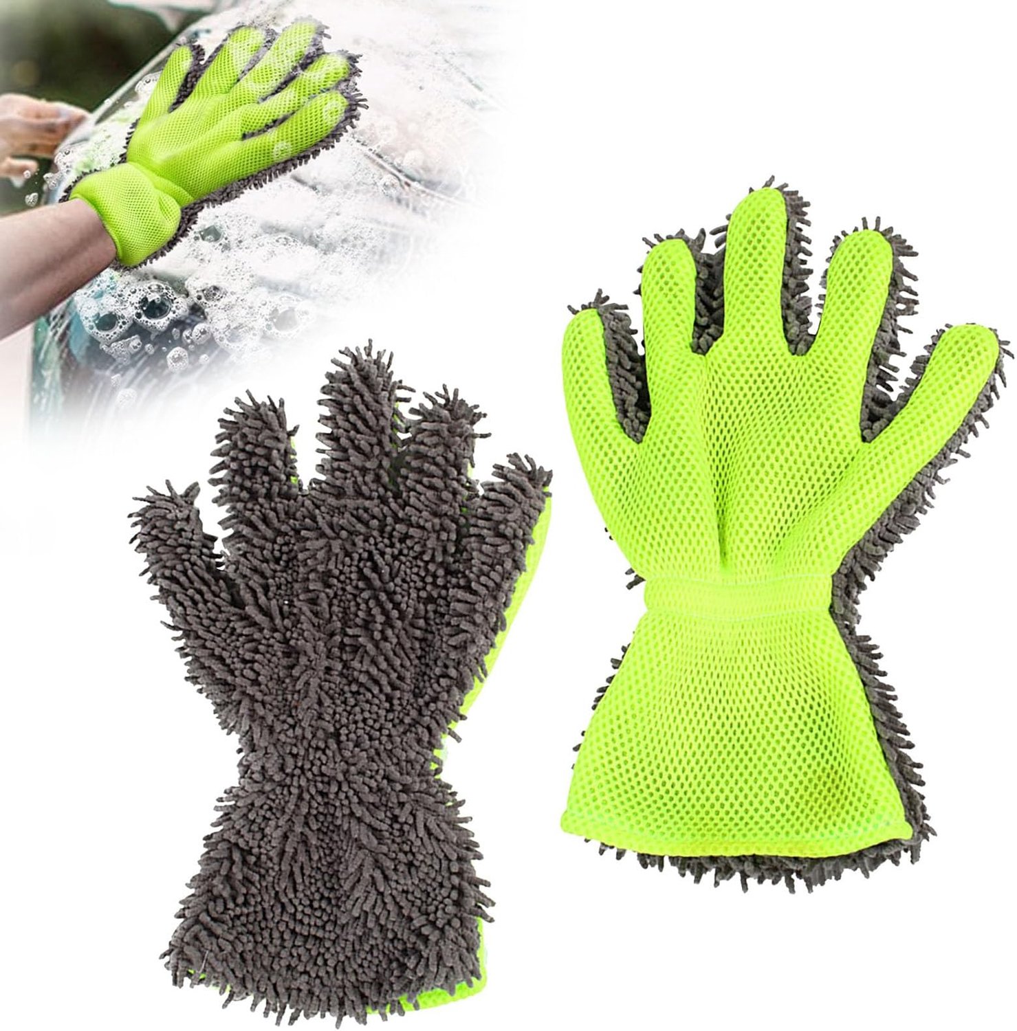 2 Stuks Auto-Washandjes met Elastische Riem - Microvezel