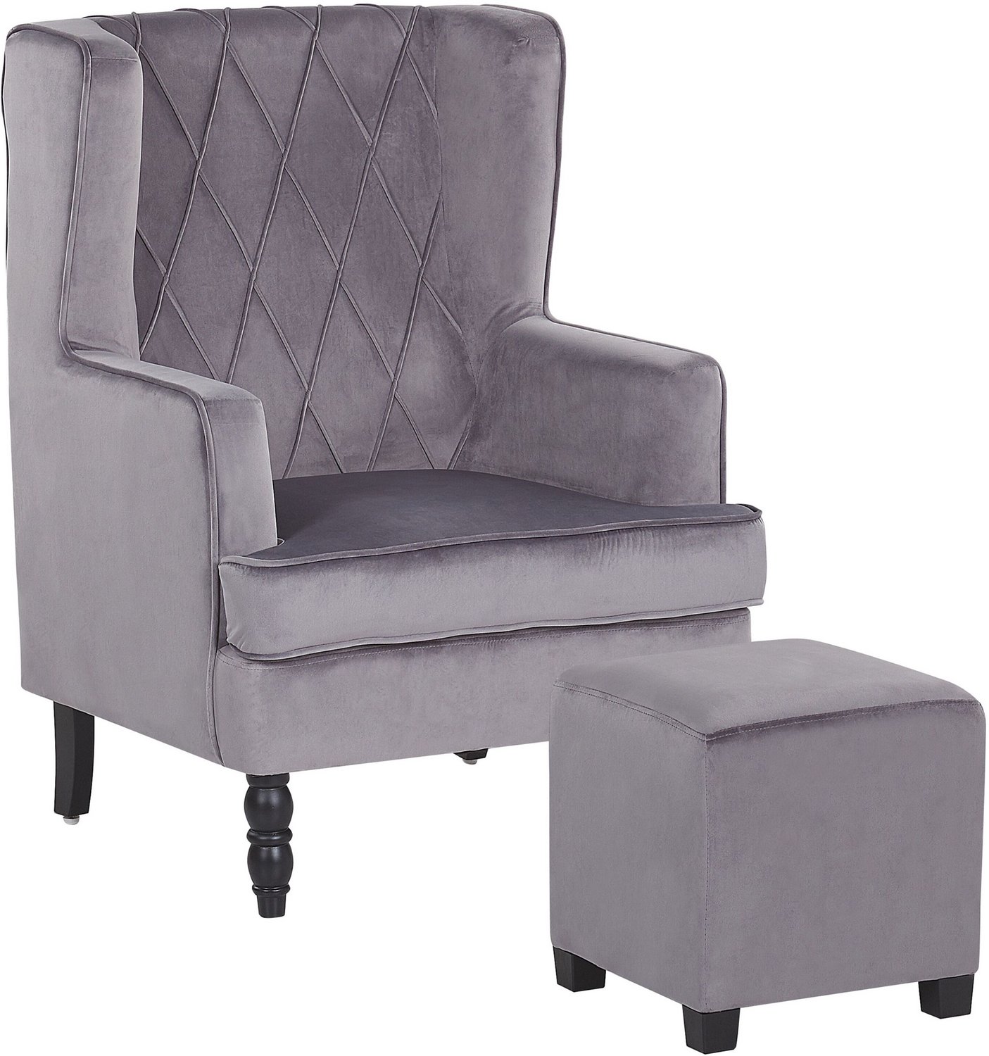 Beliani SANDSET - Fauteuil - Grijs - Fluweel
