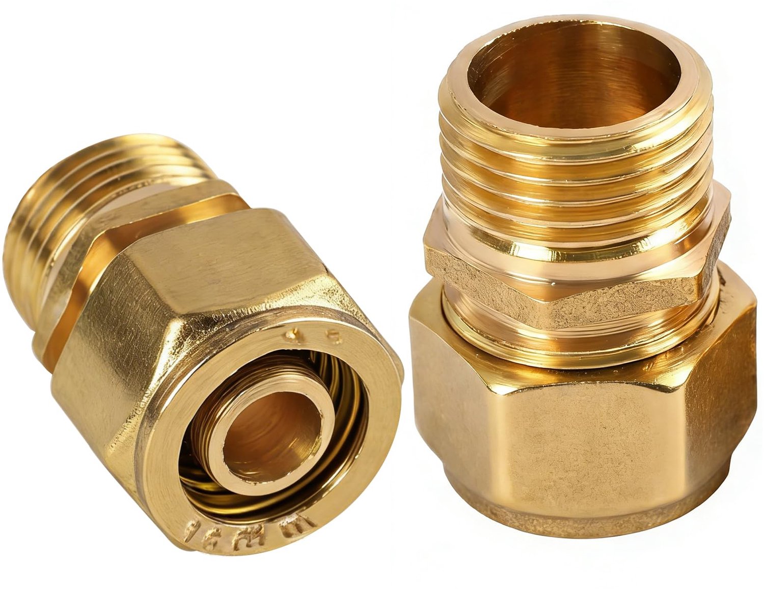 Set van 2 Schroefverbindingen voor Buizen van Messing