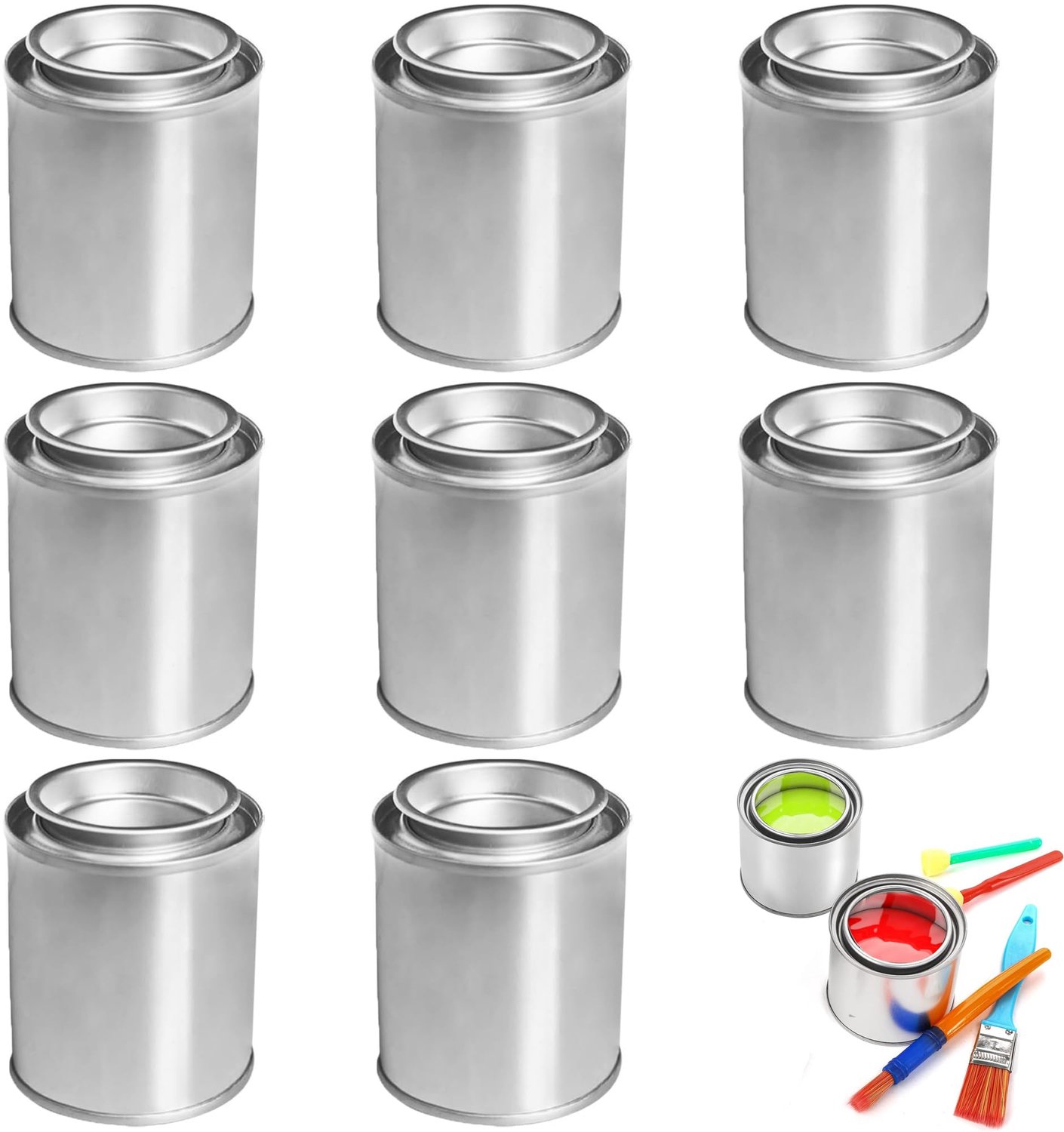 Verfreservoir Duurzaam - Bewaarblik - Opbergblik met Deksel - Metaal - Compact - 8 x 100 ml