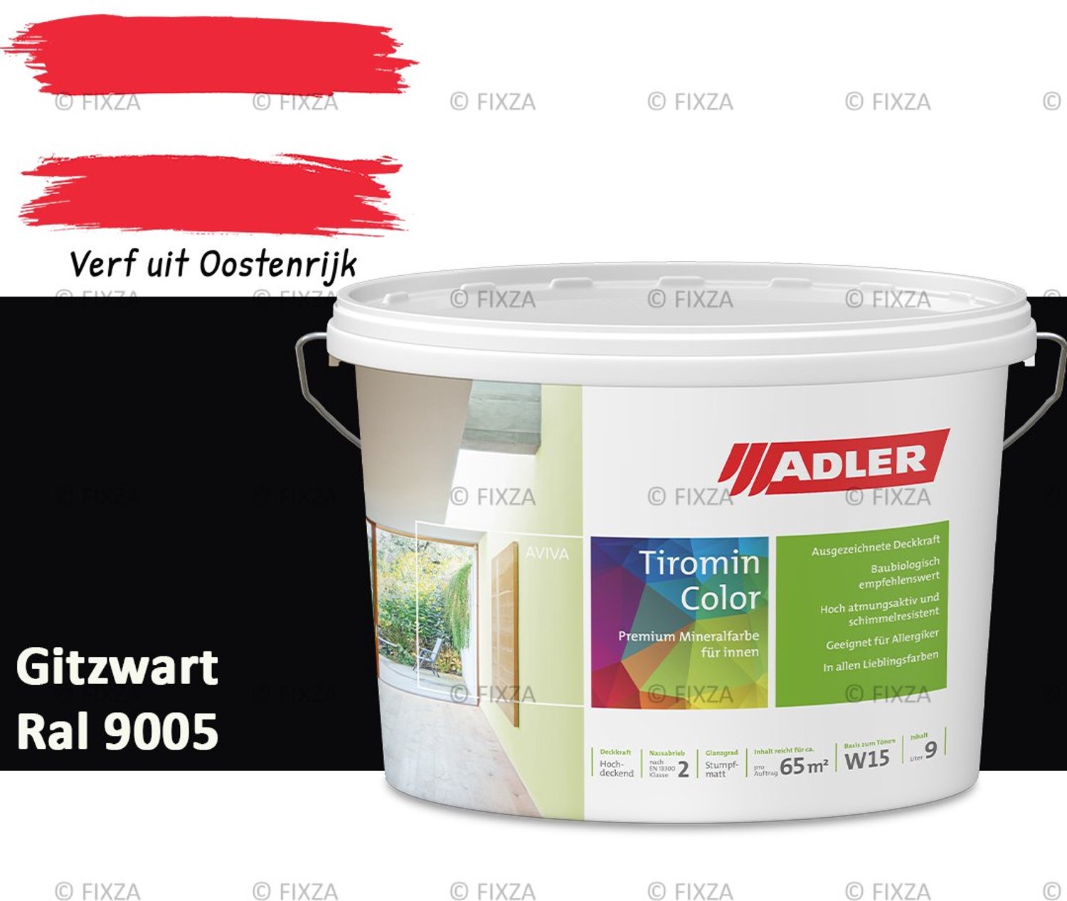 ADLER Aviva Tiromin-Color Silicaat Muurverf Binnen – 1 Liter – RAL 9005 Gitzwart, Hoogdekkende & Ademend – Ecologische Schimmelwerende Wandverf