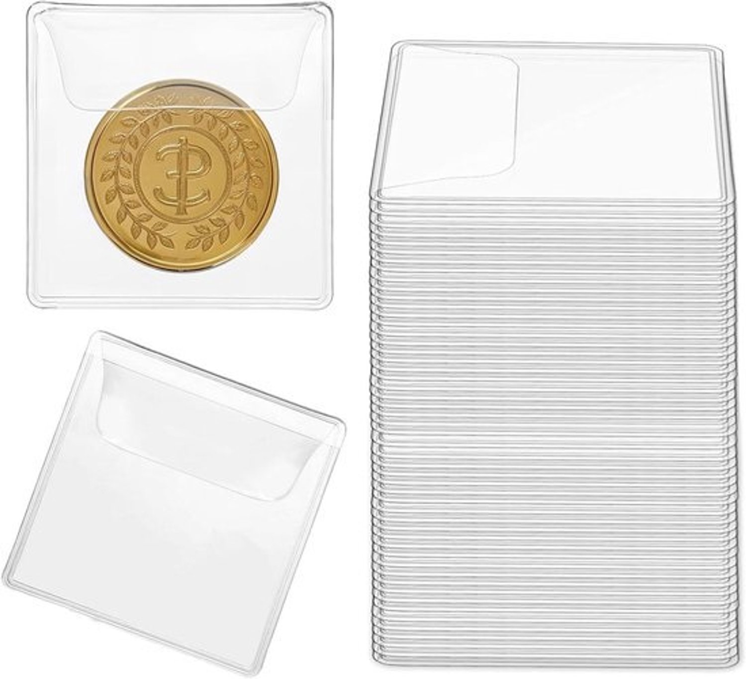 Munthoezen - Plastic houders - Munten verzamelen en opbergen - Antislipklep - 25 stuks - Transparant