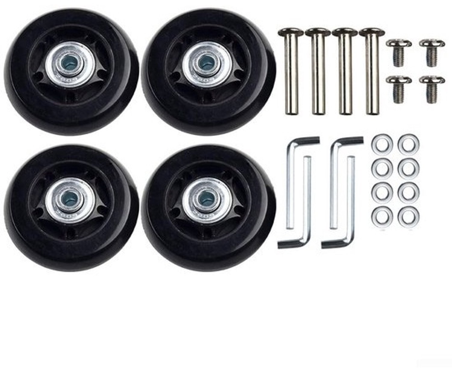 Bagagewielen ter Vervanging - Kofferreparatieset - Soepel Rollen - Stil Rubber - Diameter 40-75mm
