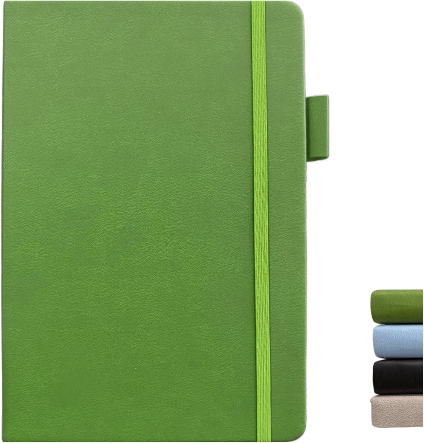 Notitieboek A5 blanco - hardcover, 100gsm dik papier, 193 pagina's, groen