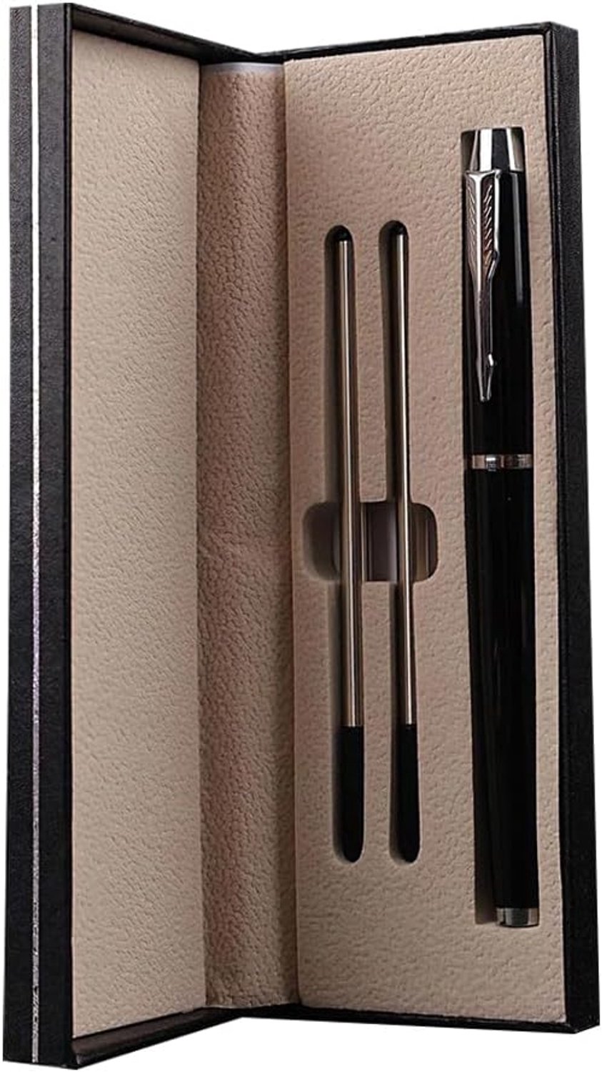 Signature Pen Set (Zwart), Business Office Balpen, Metalen Balpen - Doos met 2 Inktpatronen, Business, Mooi