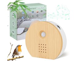 Chirping Box Motion Sensor Natuurlijke Vogelgeluidsbox, Vogelgezangbox with Wall Mount, Natural Sound Box, Bird Singing Box, Bird Chirping Relaxing Bird Singing & Forest Source (Licht bamboe)