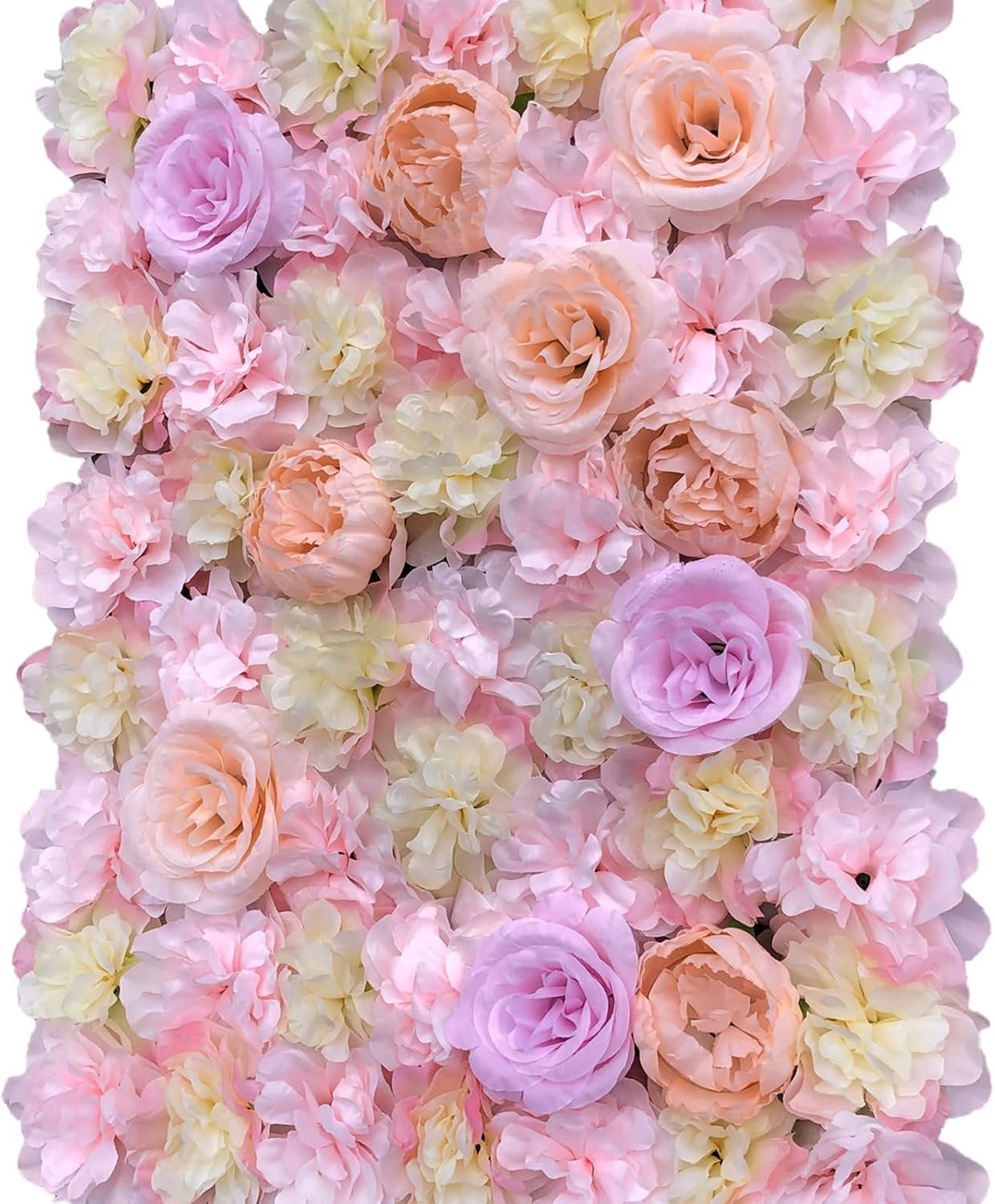 Kunstbloemenwand, doe-het-zelf rozenwand, bruiloftsachtergrond, kunstbloemenwandpaneel, bloemenzuil, dahlia's en gele rozen, pioenrozen, plantenwand voor feest, tuin, bruiloft, 60 x