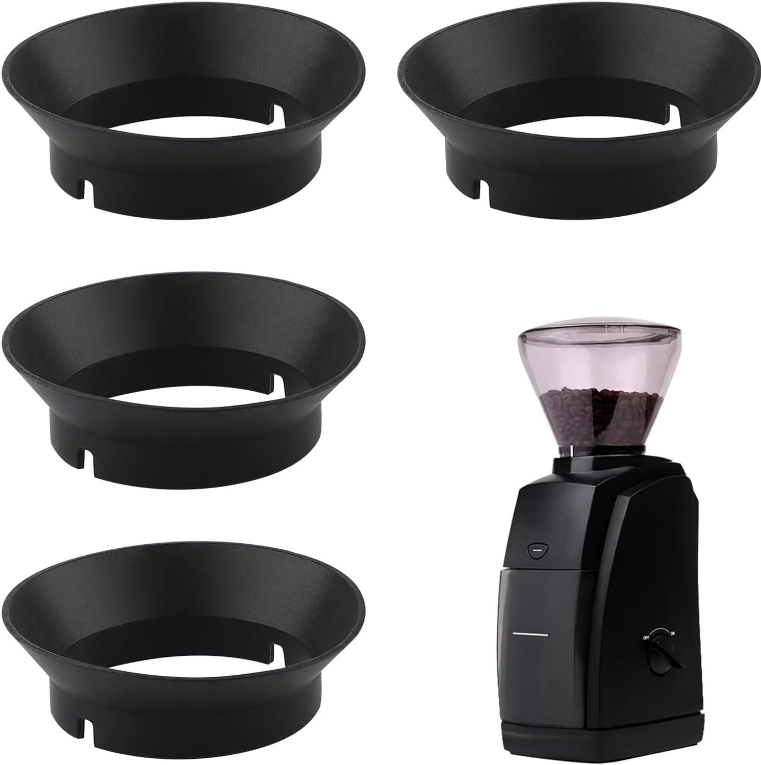 4 Stuks Pakking Vervanging Compatibel met Baratza Encore Grinder, Siliconen Pakking Koffiemolen Zwarte Pakking Koffie Vervanging Ring voor Elektrische Conische Burr Koffiemolen Accessoires