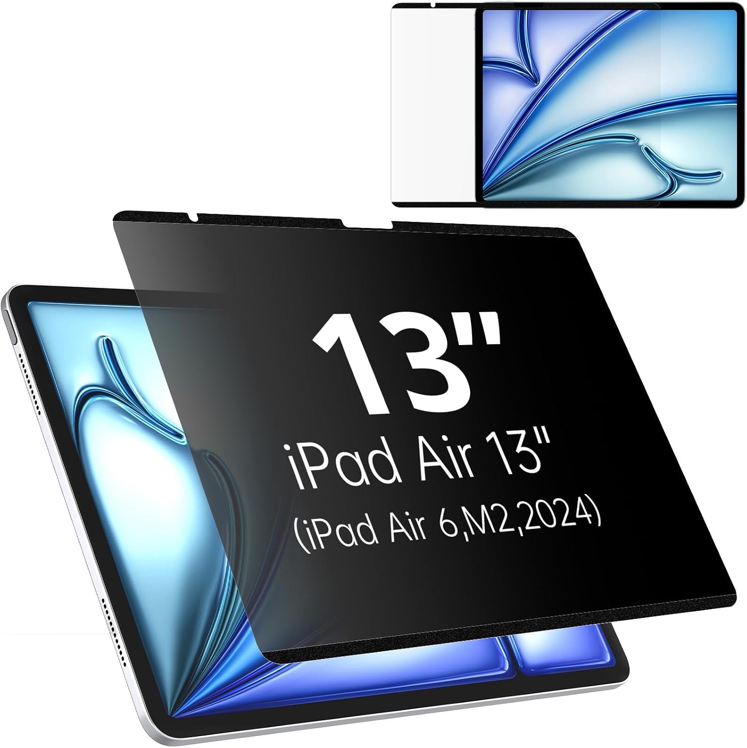 Anti-spionage-schermbescherming voor iPad Air 13 inch 2024-2025, afneembaar privacyfilter voor iPad Air 13 inch, anti-spy/spion, beschermfolie voor iPad 7e / 6e generatie