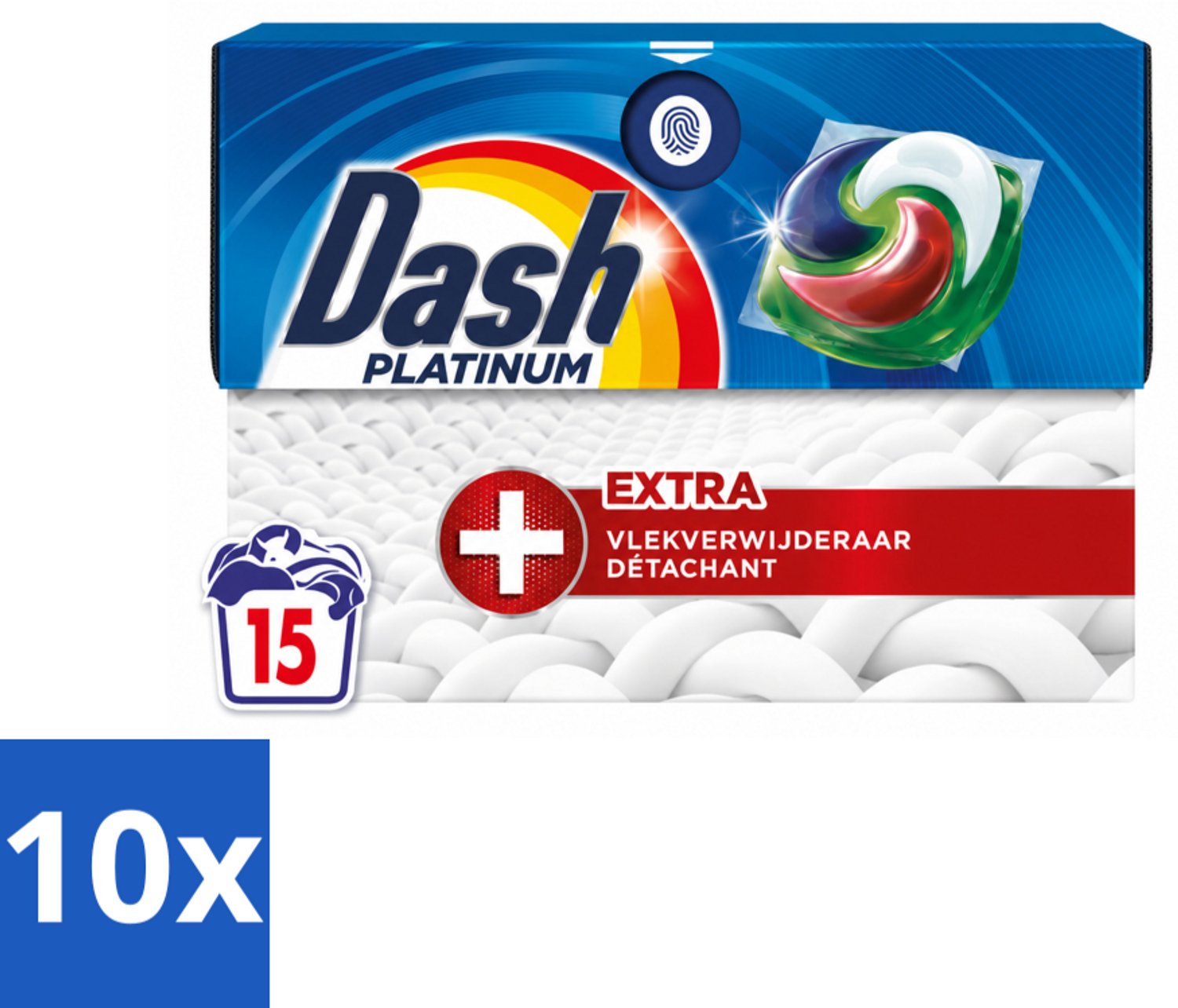 10 x Dash – Wasmiddelcapsules – 4in1 Platinum Pods + Extra Vlekkenverwijderaar – 15 capsules - Voordeelverpakking - 10 stuks