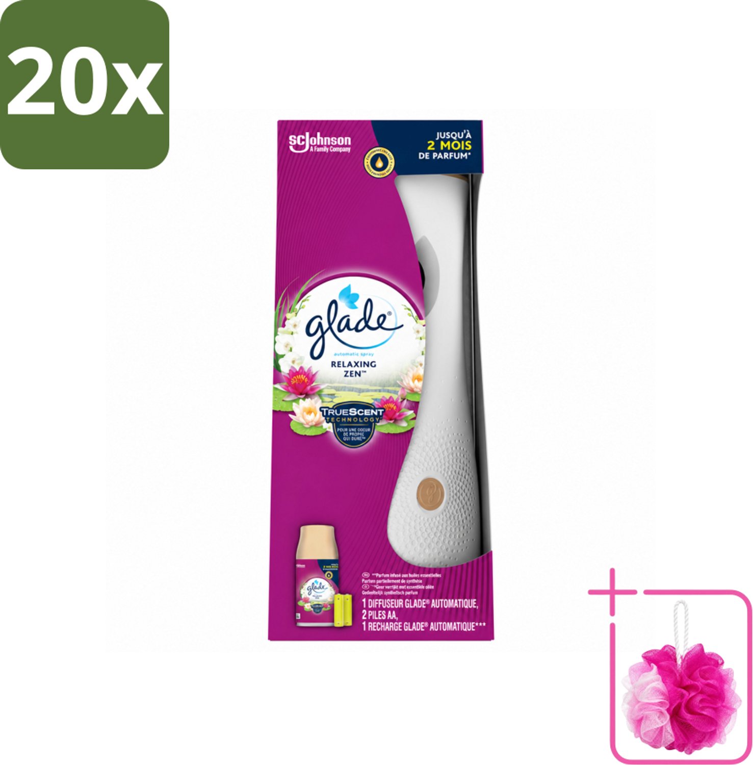 20 x Glade - Automatische Spray - Relaxing Zen - 269 ml - Bulkverpakking - Automatische geurverfrisser - Douchemop - Rustgevende geur