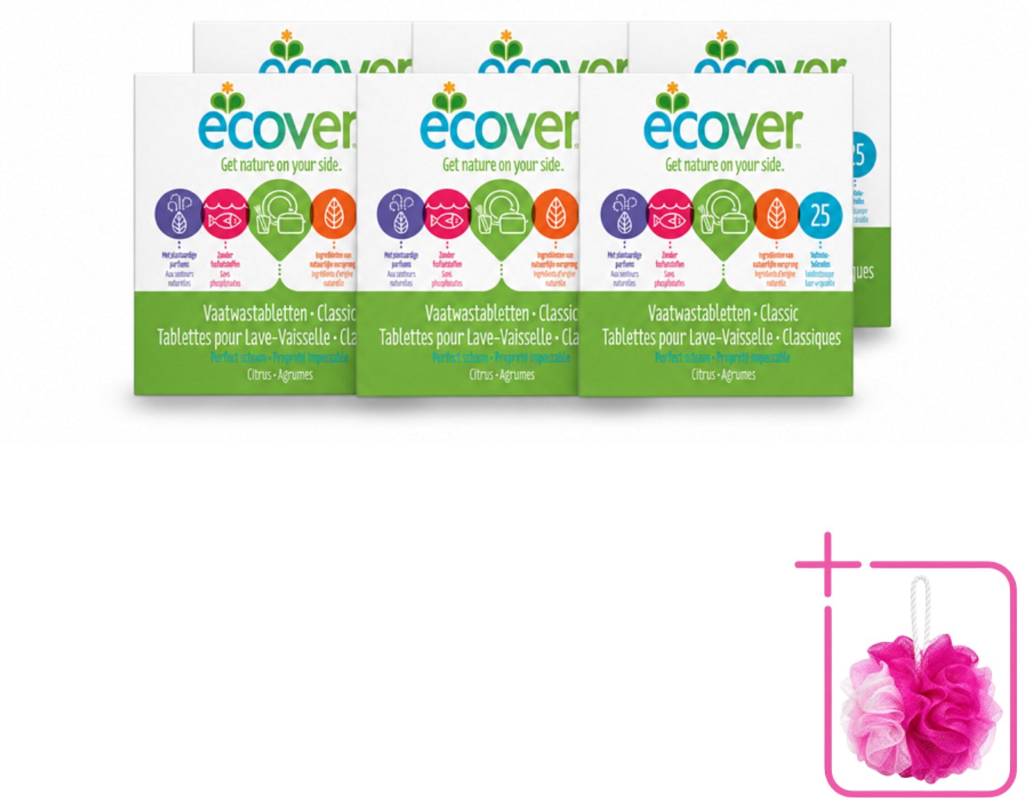 6 x Ecover - Vaatwastabletten Classic - 25 Tabs - Bulkverpakking - Vaatwasmiddel - Douchemop - Vaatwastablet